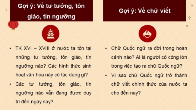 Soạn giáo án điện tử Lịch sử 8 CD Bài 8: Kinh tế, văn hóa và tôn giáo Đại Việt trong thế kỉ XVI - XVIII (Phần 2)