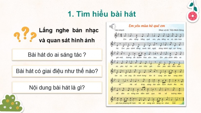 Soạn giáo án điện tử âm nhạc 4 KNTT Tiết 31: Hát: Em yêu mùa hè quê em