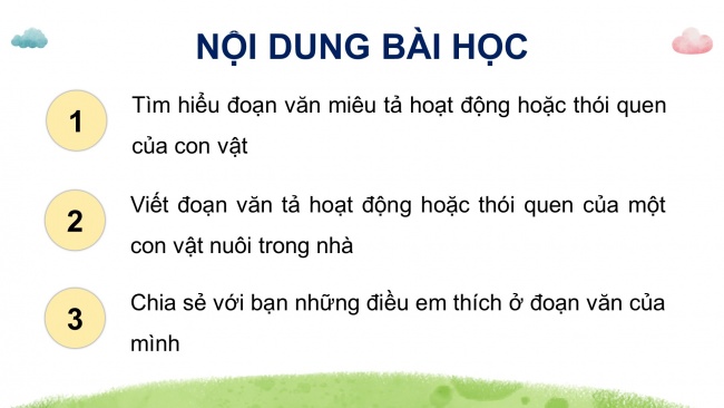 Soạn giáo án điện tử tiếng việt 4 CTST CĐ 7 Bài 5 Viết: Luyện tập viết đoạn văn cho bài văn miêu tả con vật