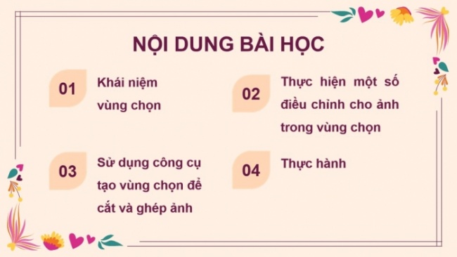 Soạn giáo án điện tử Tin học 8 CD Chủ đề E3 Bài 2: Vùng chọn và ứng dụng