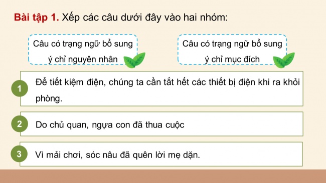 Soạn giáo án điện tử tiếng việt 4 CTST CĐ 8 Bài 1 Luyện từ và câu: Trạng ngữ chỉ mục đích, nguyên nhân