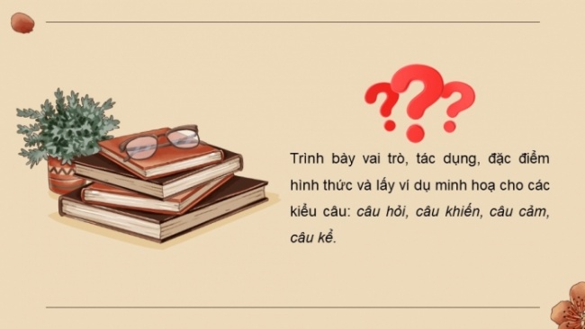 Soạn giáo án điện tử Ngữ văn 8 CD Bài 10 TH tiếng Việt: Câu hỏi, câu khiến, câu cảm, câu kể