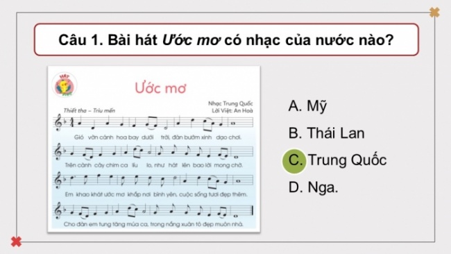 Soạn giáo án điện tử âm nhạc 4 cánh diều Tiết 28: Ôn tập bài hát: Ước mơ; Nghe nhạc: Những người đấu bò