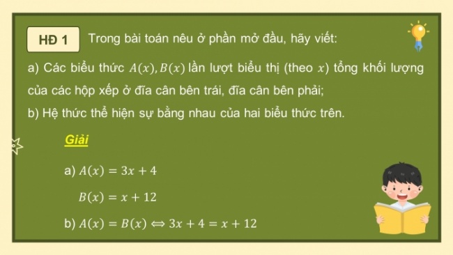 Soạn giáo án điện tử Toán 8 CD Chương 7 Bài 1: Phương trình bậc nhất một ẩn