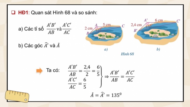 Soạn giáo án điện tử Toán 8 CD Chương 8 Bài 7: Trường hợp đồng dạng thứ hai của tam giác