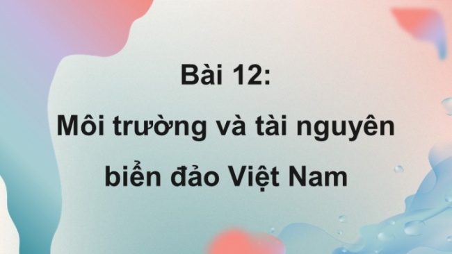 Soạn giáo án điện tử Địa lí 8 CD Bài 12: Môi trường và tài nguyên biển đảo Việt Nam