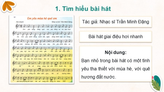 Soạn giáo án điện tử âm nhạc 4 KNTT Tiết 31: Hát: Em yêu mùa hè quê em