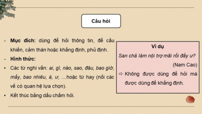 Soạn giáo án điện tử Ngữ văn 8 CD Bài 10 TH tiếng Việt: Câu hỏi, câu khiến, câu cảm, câu kể