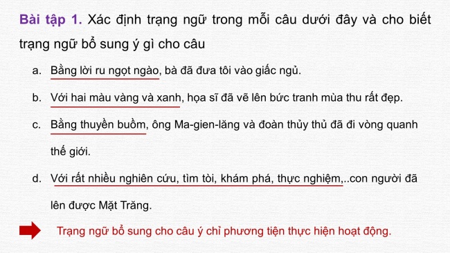 Soạn giáo án điện tử tiếng việt 4 CTST CĐ 8 Bài 3 Luyện từ và câu: Trạng ngữ chỉ phương tiện