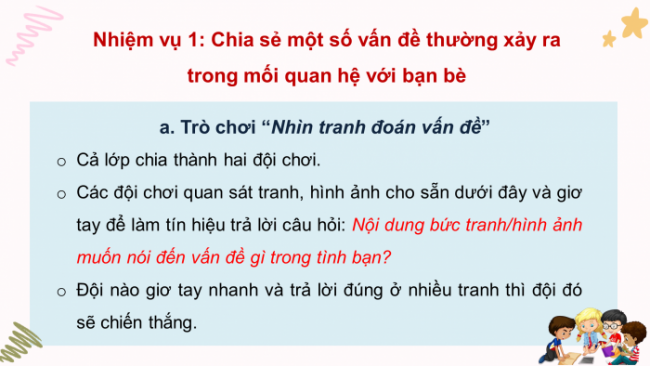 Soạn giáo án điện tử HĐTN 4 CTST bản 2 Tuần 9: HĐGDTCĐ - Một số vấn đề thường xảy ra trong mối quan hệ với bạn bè