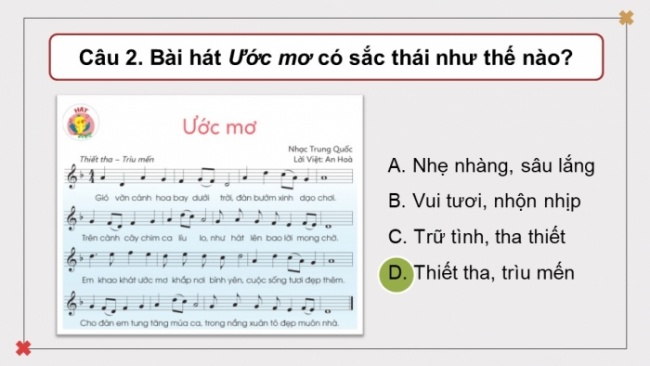 Soạn giáo án điện tử âm nhạc 4 cánh diều Tiết 28: Ôn tập bài hát: Ước mơ; Nghe nhạc: Những người đấu bò