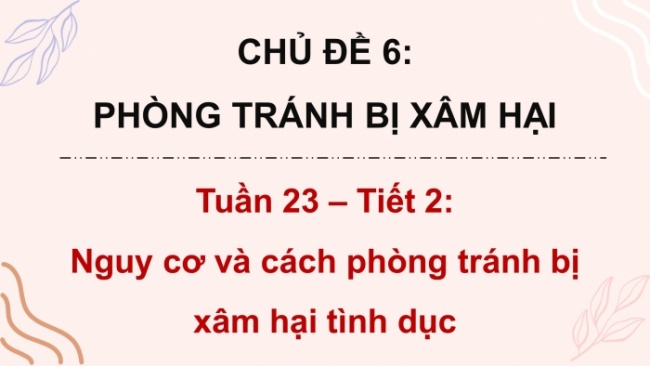 Soạn giáo án điện tử HĐTN 4 CTST bản 2 Tuần 23: HĐGDTCĐ - Nguy cơ và cách phòng tránh bị xâm hại tình dục