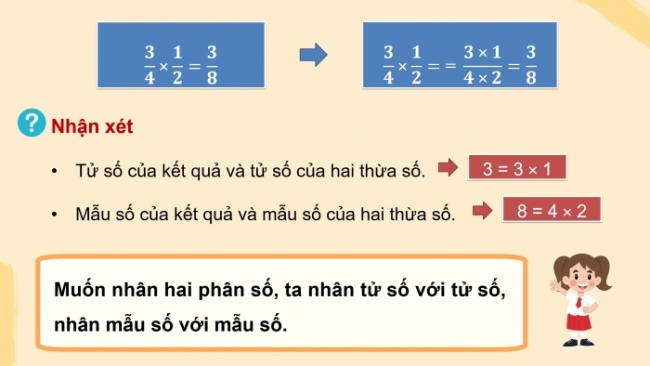 Soạn giáo án điện tử toán 4 CTST Bài 74: Phép nhân phân số