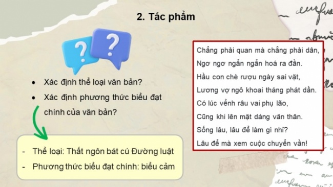 Soạn giáo án điện tử Ngữ văn 8 CTST Bài 10 Đọc 4: Tự trào I