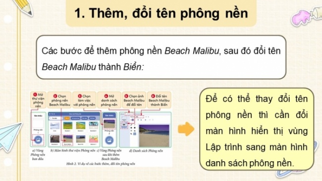 Soạn giáo án điện tử tin học 4 cánh diều Chủ đề F bài 3: Tạo chương trình có phông nền thay đổi