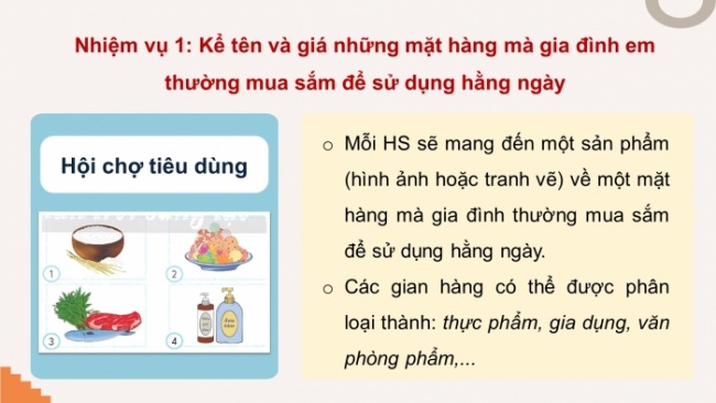 Soạn giáo án điện tử HĐTN 4 CTST bản 2 Tuần 17: HĐGDTCĐ - So sánh giá của các mặt hàng phổ biến