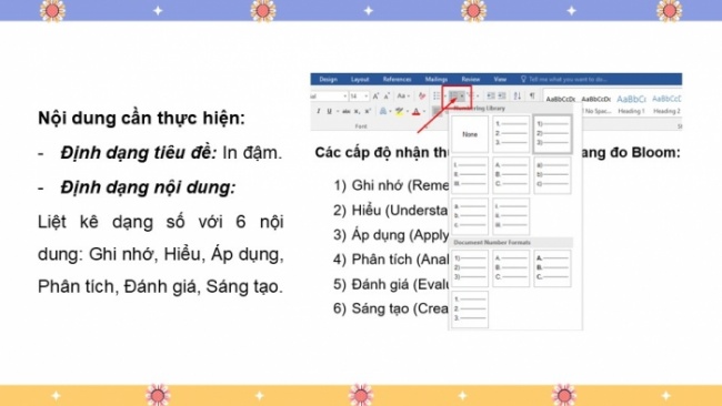 Soạn giáo án điện tử Tin học 8 CD Chủ đề E2 Bài 4: Thực hành tạo danh sách liệt kê và tiêu đề trang