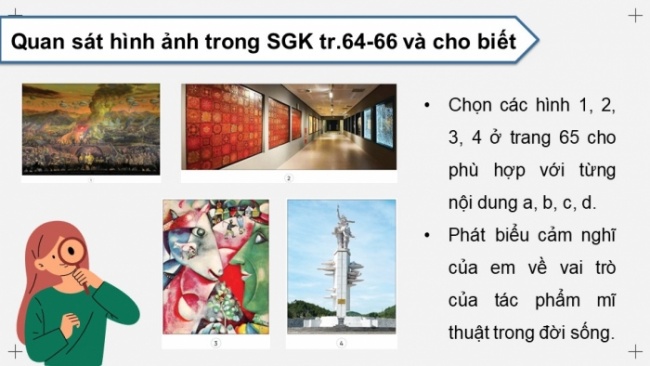 Soạn giáo án điện tử Mĩ thuật 8 CD Bài 15: Vai trò của mĩ thuật tạo hình trong đời sống