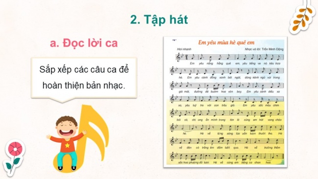 Soạn giáo án điện tử âm nhạc 4 KNTT Tiết 31: Hát: Em yêu mùa hè quê em