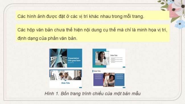 Soạn giáo án điện tử Tin học 8 CD Chủ đề E2 Bài 6: Sử dụng các bản mẫu trong tạo bài trình chiếu