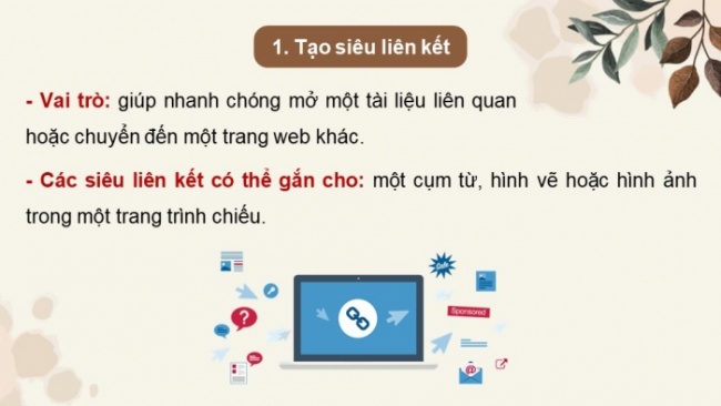 Soạn giáo án điện tử Tin học 8 CD Chủ đề E2 Bài 8: Kết nối đa phương tiện và hoàn thiện trang chiếu