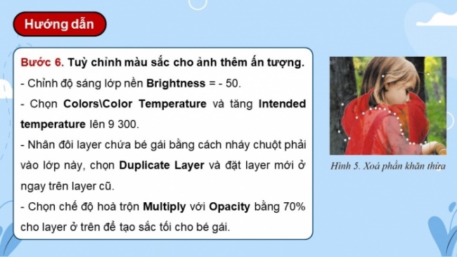 Soạn giáo án điện tử Tin học 8 CD Chủ đề E3 Bài 5: Thực hành làm việc với lớp ảnh và vùng chọn