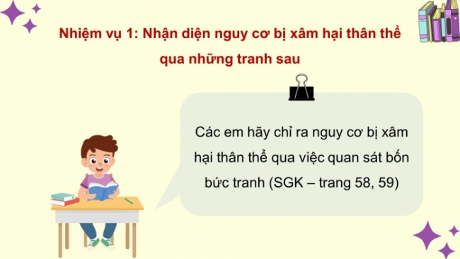 Soạn giáo án điện tử HĐTN 4 CTST bản 2 Tuần 21: HĐGDTCĐ - Nguy cơ và cách phòng tránh bị xâm hại cơ thể