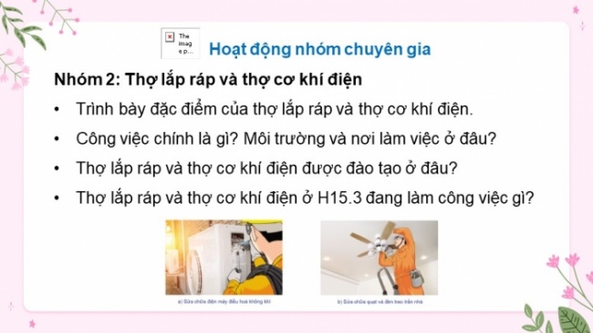 Soạn giáo án điện tử Công nghệ 8 CD Bài 15: Một số ngành nghề kĩ thuật điện phổ biến