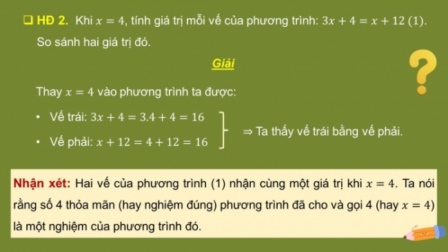 Soạn giáo án điện tử Toán 8 CD Chương 7 Bài 1: Phương trình bậc nhất một ẩn