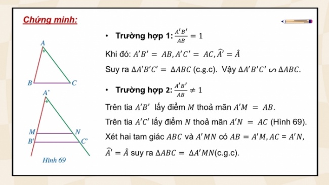 Soạn giáo án điện tử Toán 8 CD Chương 8 Bài 7: Trường hợp đồng dạng thứ hai của tam giác