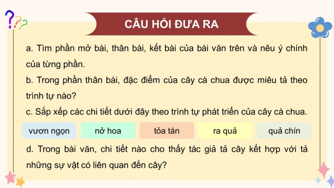 Soạn giáo án điện tử tiếng việt 4 KNTT Bài 18 Viết: Tìm hiểu cách viết bài văn miêu tả cây cối (tiếp theo)