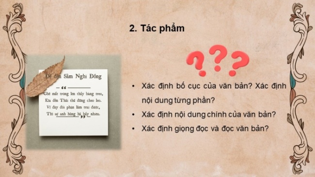 Soạn giáo án điện tử Ngữ văn 8 CTST Bài 10 Đọc 2: Đề đền Sầm Nghi Đống