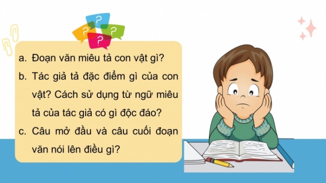 Soạn giáo án điện tử tiếng việt 4 CTST CĐ 7 Bài 4 Viết: Viết đoạn văn cho bài văn miêu tả con vật