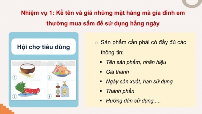 Soạn giáo án điện tử HĐTN 4 CTST bản 2 Tuần 17: HĐGDTCĐ - So sánh giá của các mặt hàng phổ biến