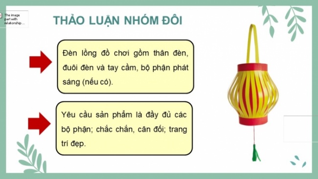 Soạn giáo án điện tử công nghệ 4 cánh diều Bài 13: Làm đèn lồng