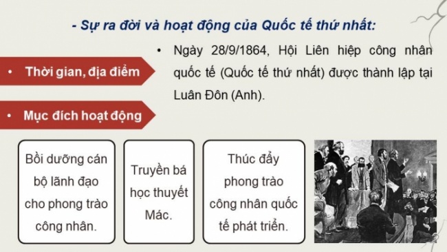 Soạn giáo án điện tử Lịch sử 8 CD Bài 10: Phong trào công nhận và sự ra đời của chủ nghĩa Mác (Phần 2)