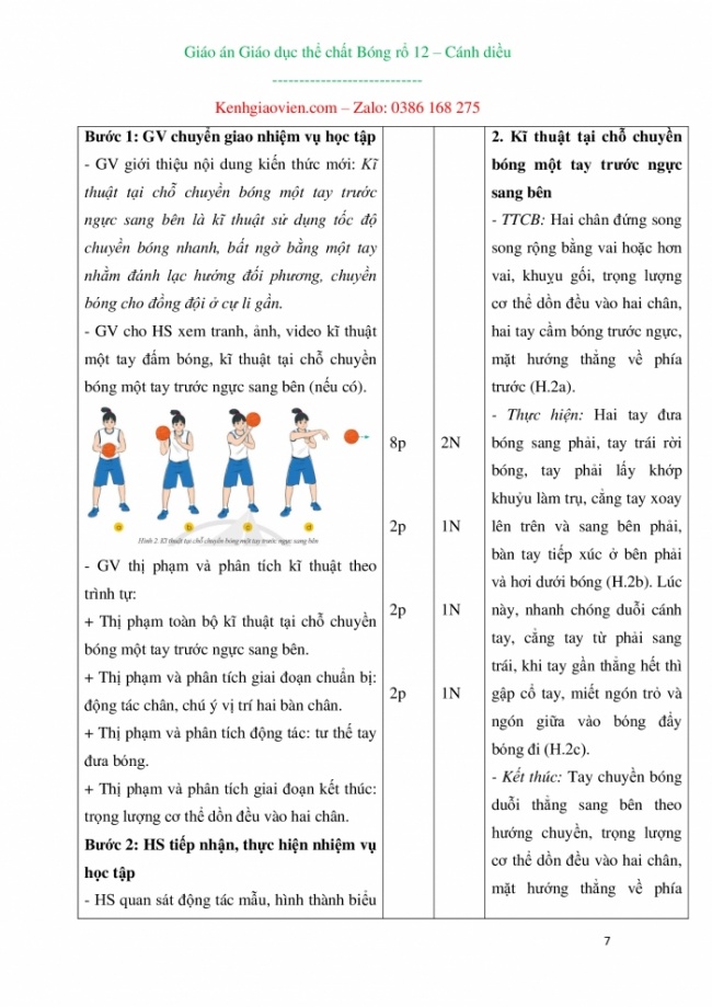 Giáo án Thể dục 12 bóng rổ mới năm 2024 cánh diều