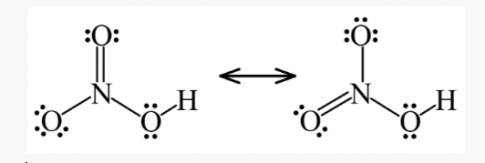 Công thức Lewis của nitric acid như sau