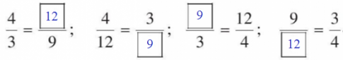 Ta có đẳng thức 4 : 9 = 3 . 12  a) Viết kết quả dưới dạng tỉ lệ thức khi chia hai vế của đẳng thức trên cho 9.3.  b) Tìm số thích hợp cho 