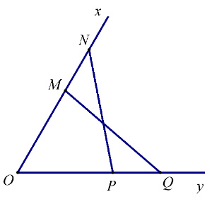 Xét 2 tam giác OMQ và OPN, ta có:   OM = OP (= 2cm)