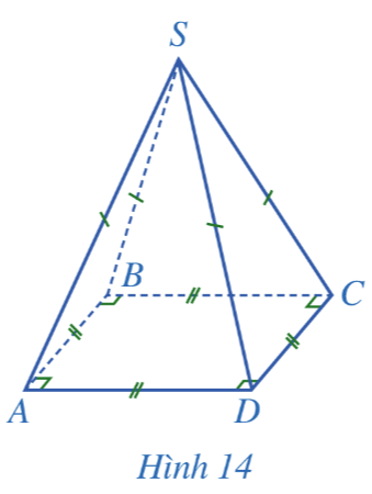 Hình chóp tứ giác đều S.ABCD; Mặt đáy ABCD là một hình vuông;