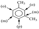 Nếu vòng benzen có 2 nhóm ankyl ở vị trí: 1,2 gọi là vị trí ortho – kí hiệu (o -). 1,3 gọi là meta – kí hiệu ( m -). 1,4 gọi là para – kí hiệu ( p -).