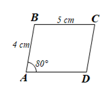 Tính số đo mỗi góc và độ dài các cạnh còn lại của hình bình hành ABCD. 