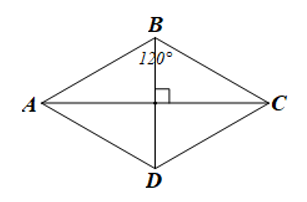 ABCD là hình thoi, AB = AD = DC = CB;  ABC = 120°.