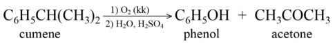 Trong công nghiệp, phenol được sản xuất từ cumene theo sơ đồ: