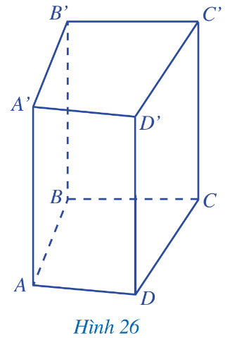 Hình lăng trụ đứng tứ giác ABCD. A’B’C’D’ có:  6 mặt: ABCD; A’B’C’D’; ABB’A’; ADD’A’; BCC’B’; CDD’C’. 12 cạnh: AB; BC; CD; DA; A’B’; B’C’; C’D’; D’A’; AA’; BB’; CC’; DD’. 8 đỉnh: A; B; C; D; A’; B’; C’; D’.