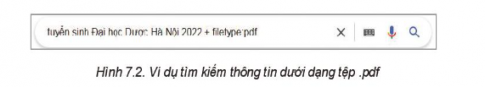 Khi tìm kiếm thông báo của một tổ chức, đơn vị nào đó (ví dụ thông báo tuyển sinh của một trường Đại học), để nâng cao tính chính xác và hiệu quả tìm kiếm, ta có thể yêu cầu tìm dưới dạng tệp tin .pdf: