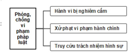 2. Hoàn thành lược đồ tư duy phòng, chống vi phạm pháp luật về quản lí, sử dụng vũ khí, vật liệu nổ, công cụ hỗ trợ: