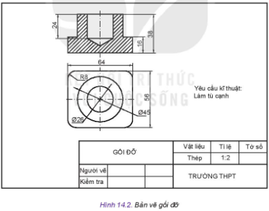 Đọc bản vẽ chi tiết gối đỡ (Hình 14.2)