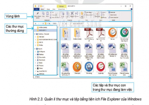 Sử dụng tiện ích File Explorer của Windows để quản lí tệp và thư mục.